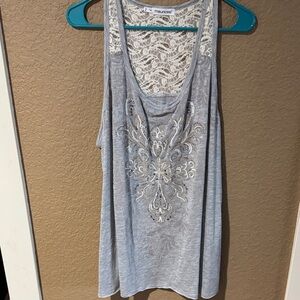 Maurices Light Gray Lace Detail Tank Top